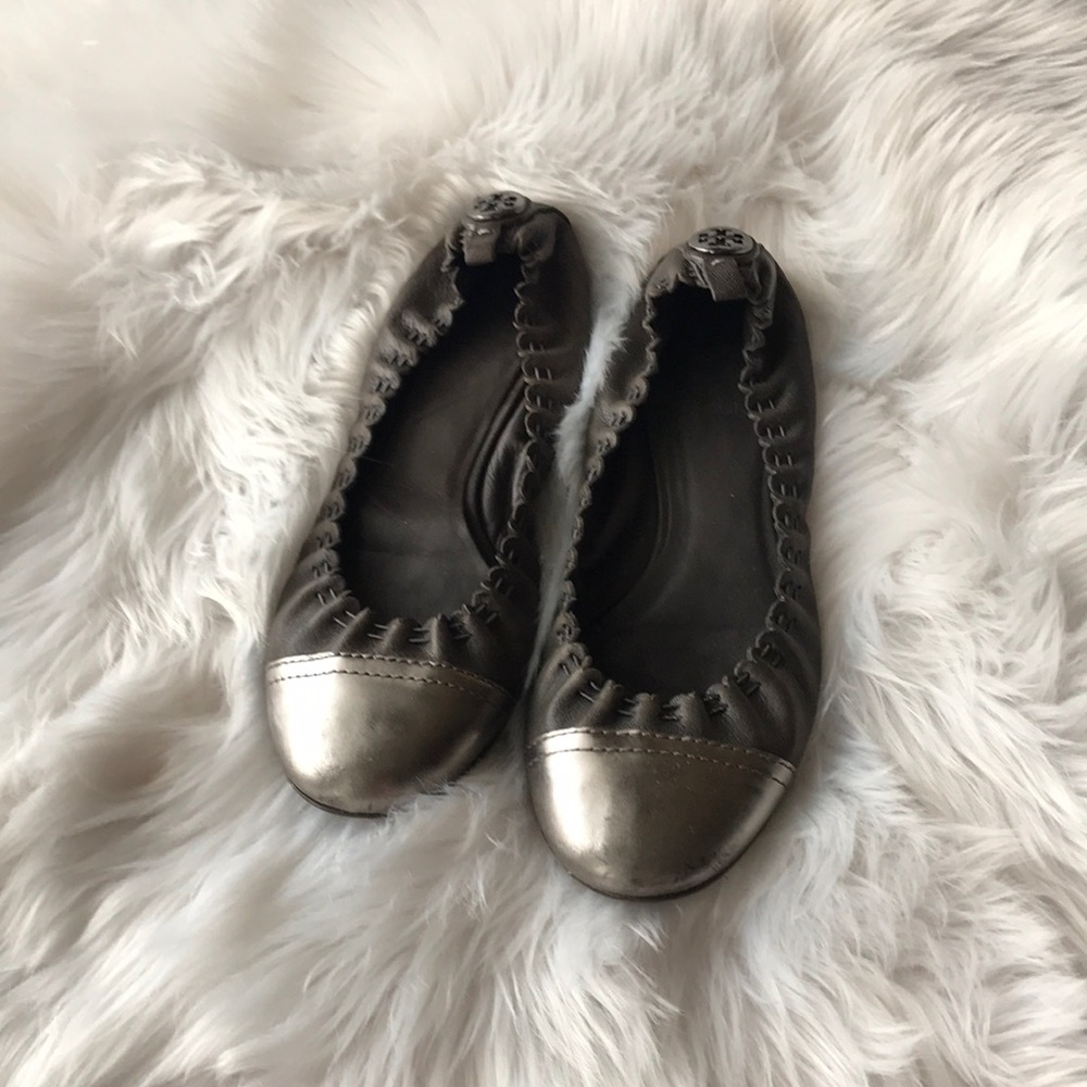 Tory Burch grey and silver flats